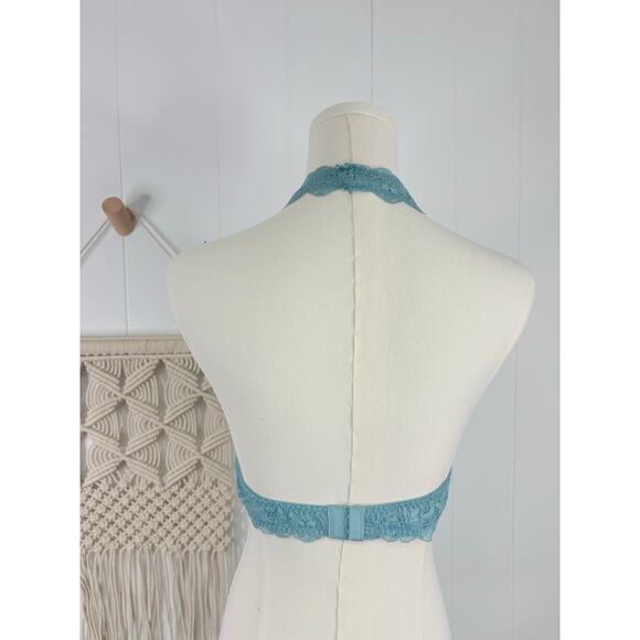 Intimately Free People Galloon Blue Lace Halter Bra Medium Sexy Bralette - Picture 5 of 9